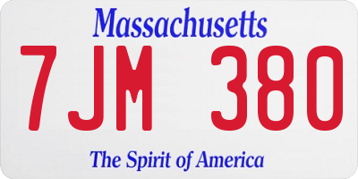 MA license plate 7JM380