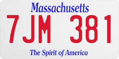 MA license plate 7JM381