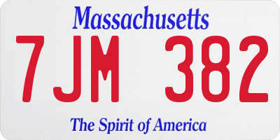 MA license plate 7JM382