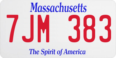 MA license plate 7JM383