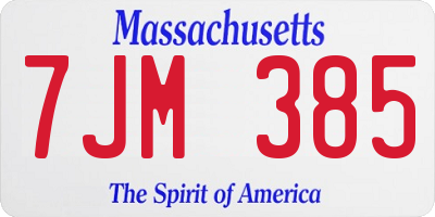 MA license plate 7JM385