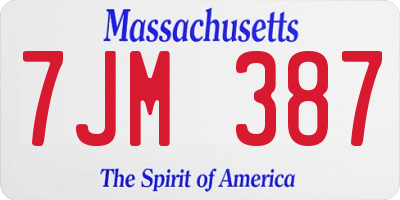 MA license plate 7JM387