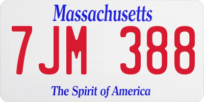 MA license plate 7JM388