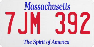 MA license plate 7JM392