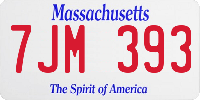 MA license plate 7JM393
