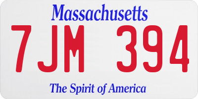 MA license plate 7JM394