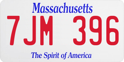 MA license plate 7JM396