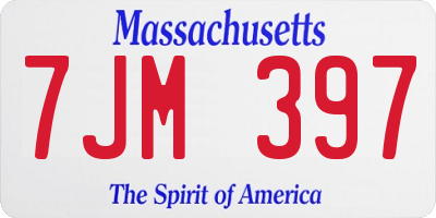 MA license plate 7JM397