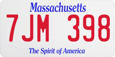 MA license plate 7JM398
