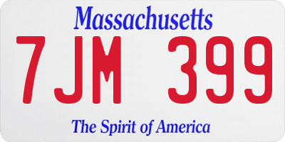MA license plate 7JM399