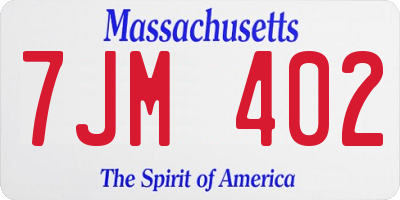 MA license plate 7JM402