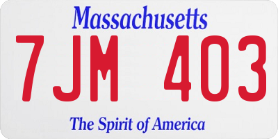 MA license plate 7JM403