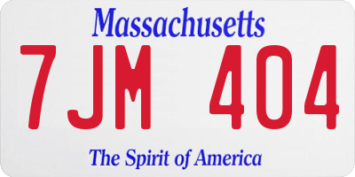MA license plate 7JM404