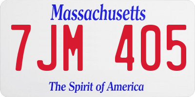 MA license plate 7JM405