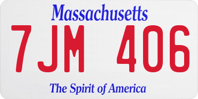 MA license plate 7JM406