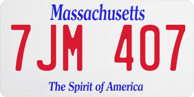 MA license plate 7JM407