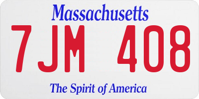 MA license plate 7JM408