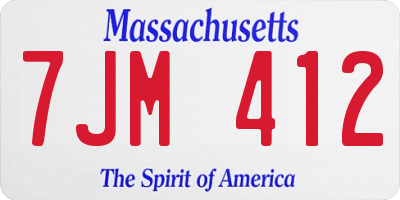MA license plate 7JM412