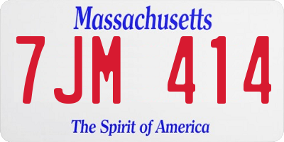 MA license plate 7JM414