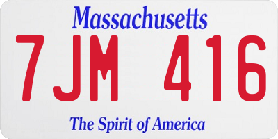 MA license plate 7JM416