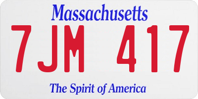 MA license plate 7JM417