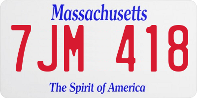 MA license plate 7JM418