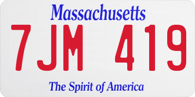 MA license plate 7JM419