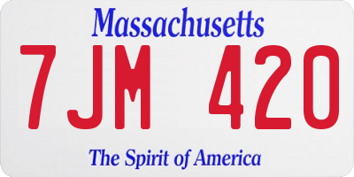 MA license plate 7JM420