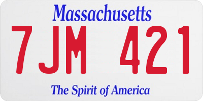 MA license plate 7JM421