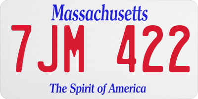 MA license plate 7JM422