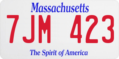 MA license plate 7JM423