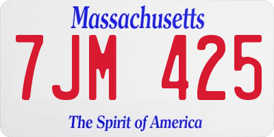 MA license plate 7JM425