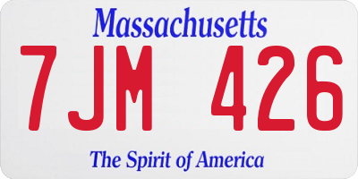 MA license plate 7JM426