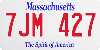 MA license plate 7JM427