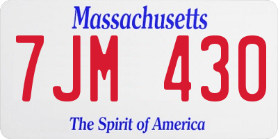 MA license plate 7JM430