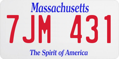 MA license plate 7JM431