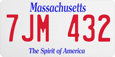 MA license plate 7JM432