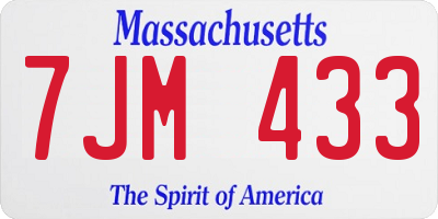 MA license plate 7JM433
