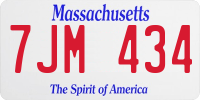 MA license plate 7JM434
