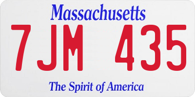 MA license plate 7JM435