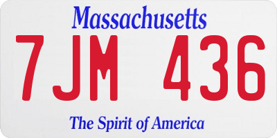 MA license plate 7JM436