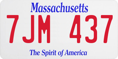 MA license plate 7JM437
