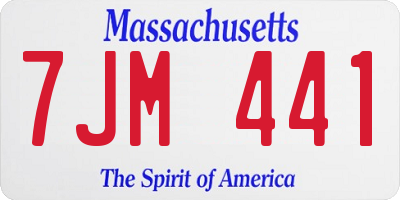 MA license plate 7JM441