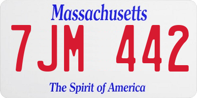 MA license plate 7JM442