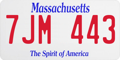 MA license plate 7JM443