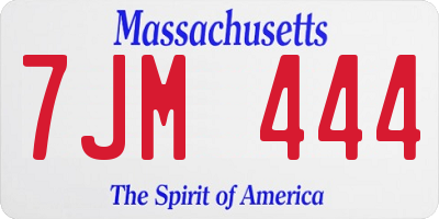 MA license plate 7JM444