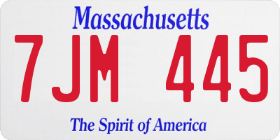 MA license plate 7JM445