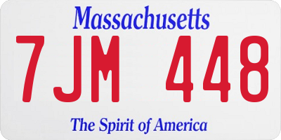 MA license plate 7JM448