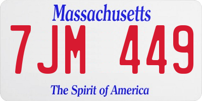 MA license plate 7JM449