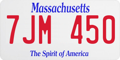MA license plate 7JM450